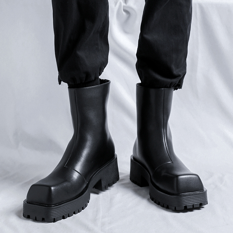 come4buy.com-Мъжки ботуши на платформа с дебела подметка Луксозни високи обувки
