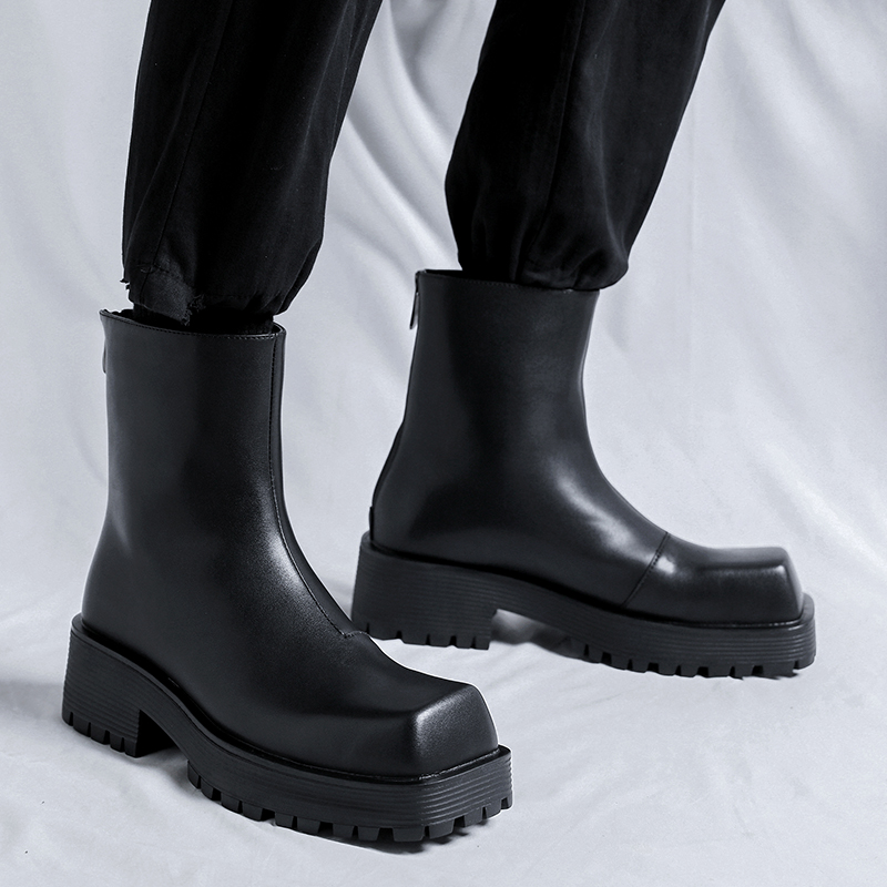 come4buy.com-Cizme pentru bărbați cu platformă cu talpă groasă Pantofi de lux