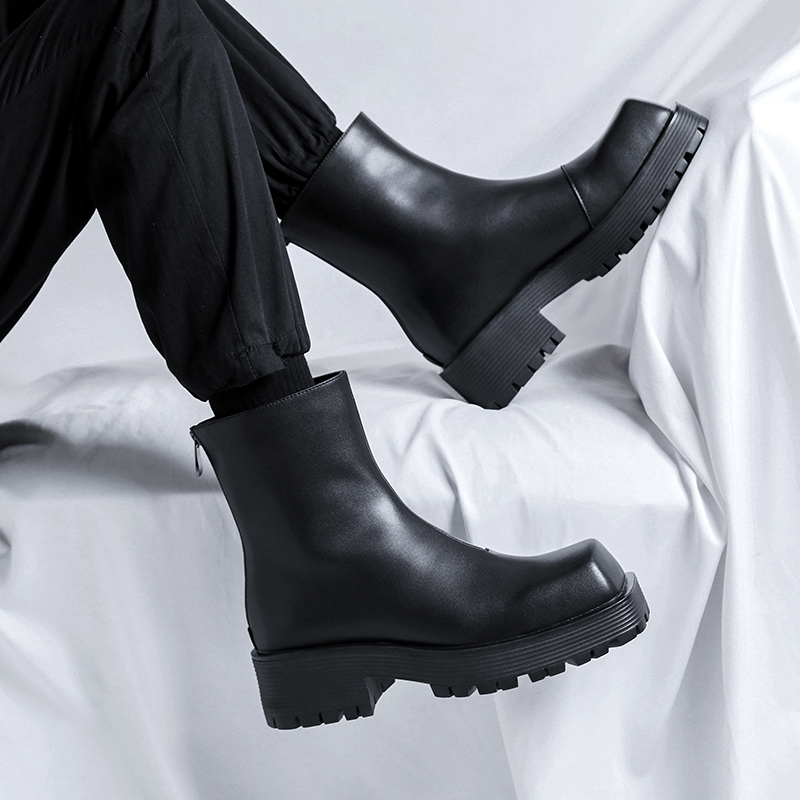 come4buy.com-Botas de plataforma de suela gruesa para hombre Zapatos altos de lujo