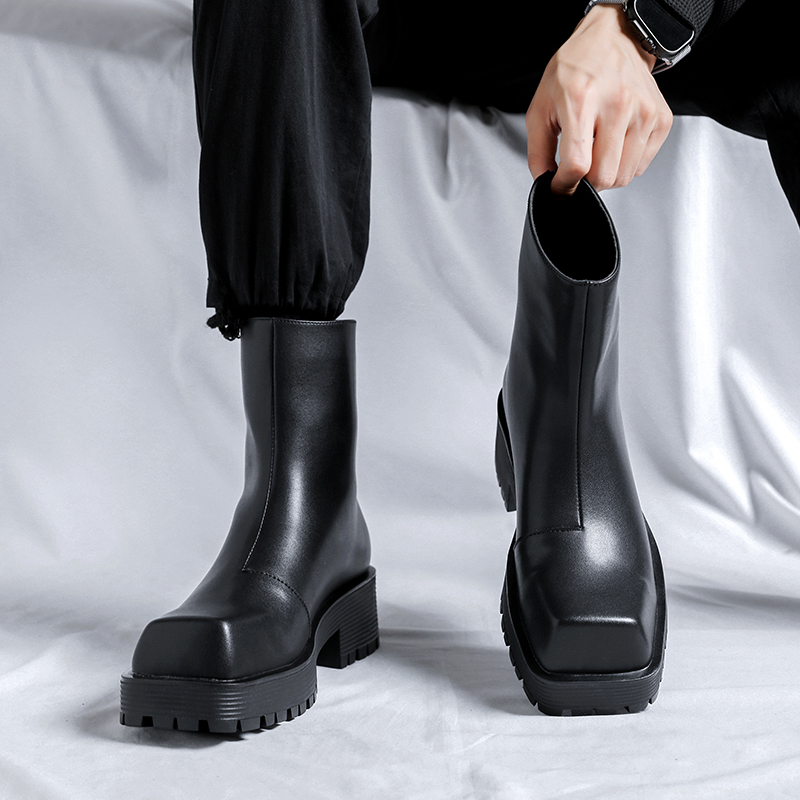 come4buy.com-Botas de plataforma de suela gruesa para hombre Zapatos altos de lujo