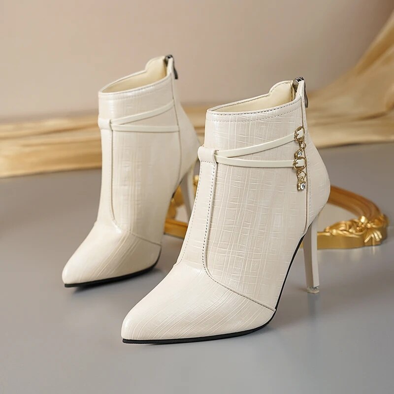 come4buy.com-Women's Sexy Pointed Toe Stiletto Heels Ankle Boots