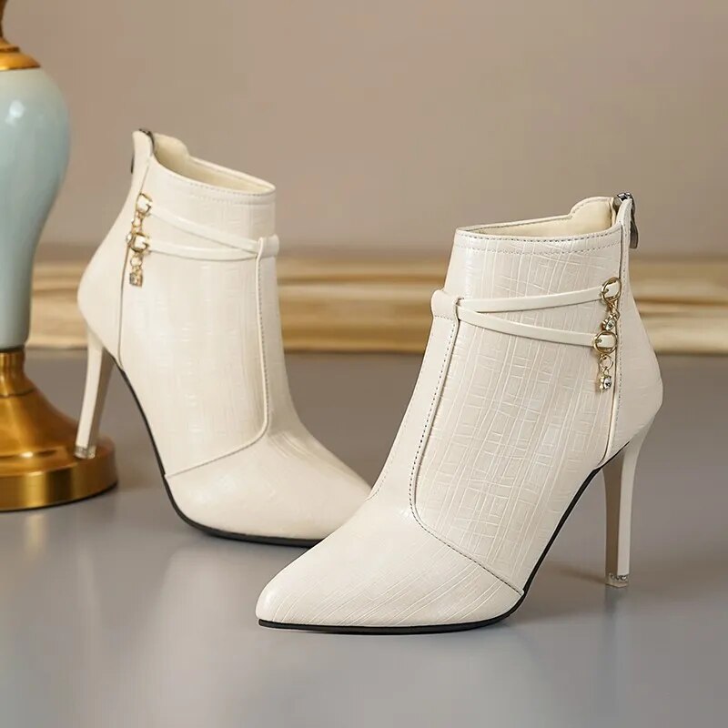 come4buy.com-Women's Sexy Pointed Toe Stiletto Heels Ankle Boots