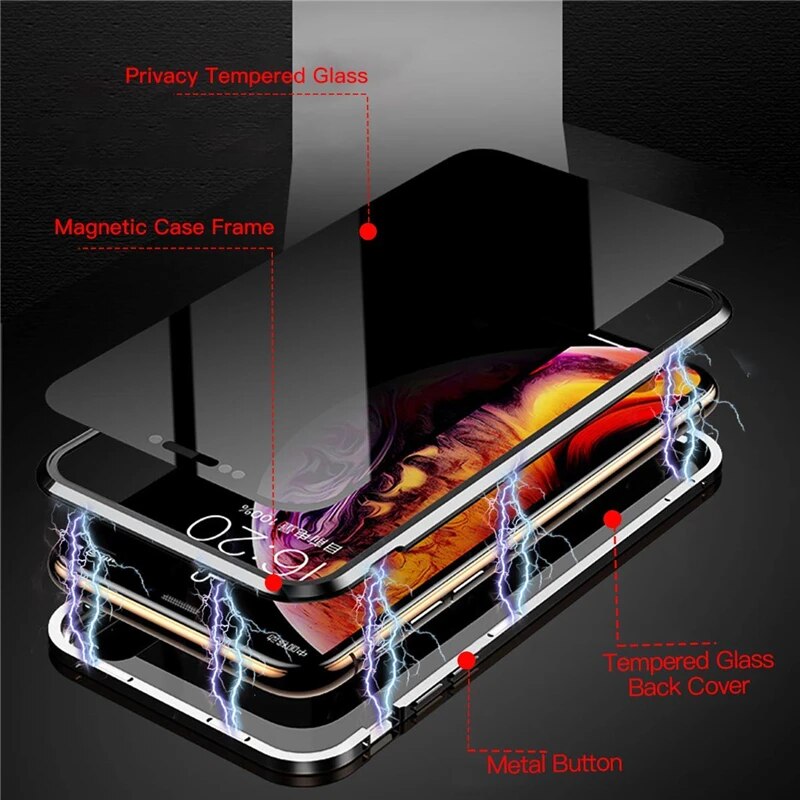 come4buy.com-Anti Peeping Magnetic Double Faragha Metal Case kwa iPhone