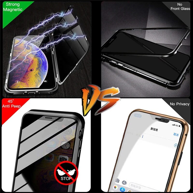 come4buy.com-Anti Peeping Magnetic Double Privacy Case מתכת לאייפון