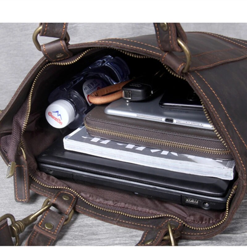 come4buy.com-Genuine Leather Bag pou Gason an Fit 15 pous PC Daypack