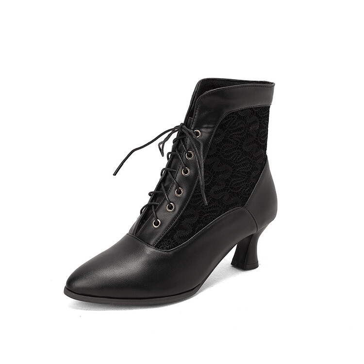 come4buy.com-女士維多利亞短靴皮革蕾絲現代靴子