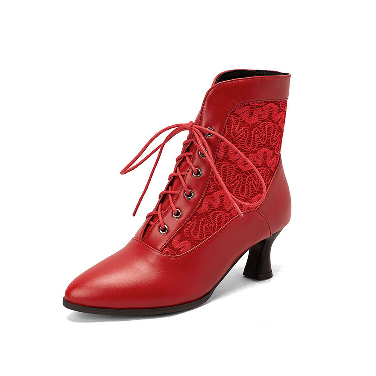 come4buy.com-Women Victorian Boots Булгаары шнурках Заманбап өтүктөр