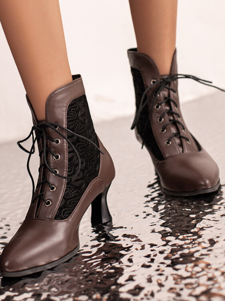 come4buy.com-Women Victorian Ankle Boots Leather Lace ស្បែកជើងកវែងទាន់សម័យ
