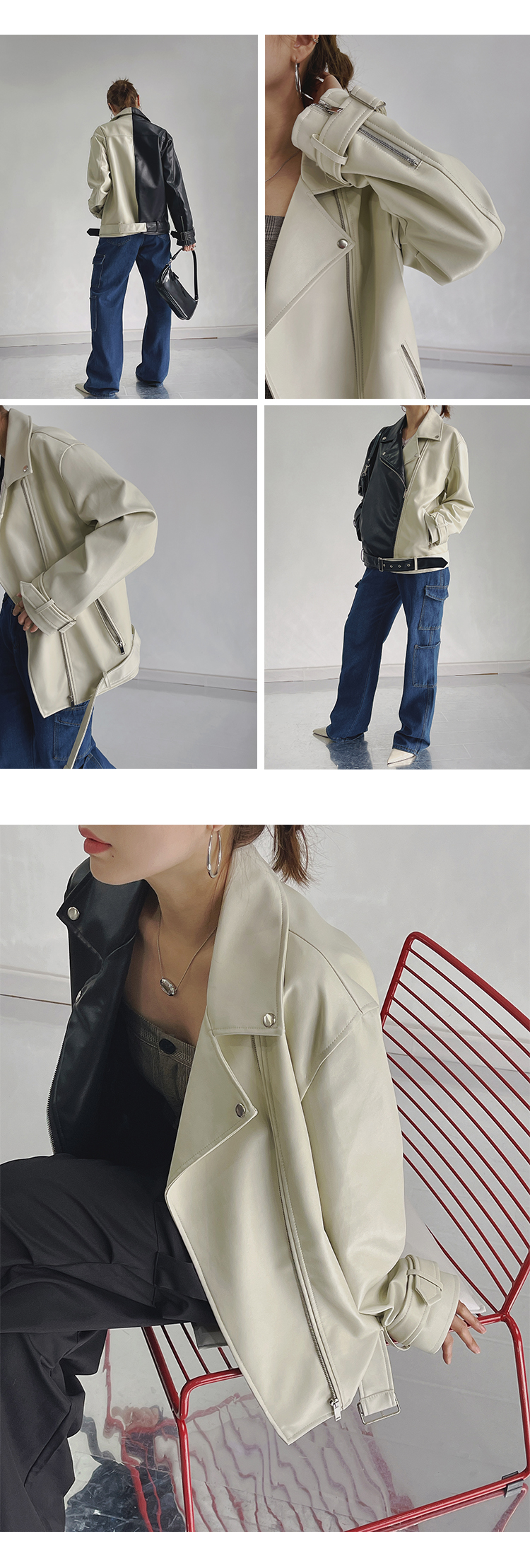 come4buy.com-Fashion Moto Biker Faux Soft Leather Jacket with Belt