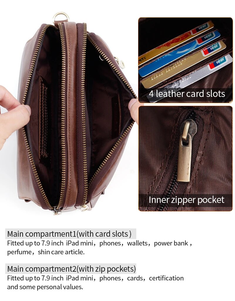 come4buy.com-Genuine Leather Men's Long Wallet Cowhide Handle Bags