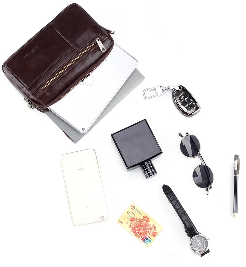come4buy.com-Genuine Leather Male Office Hand Bag Mobile Phone Pouch