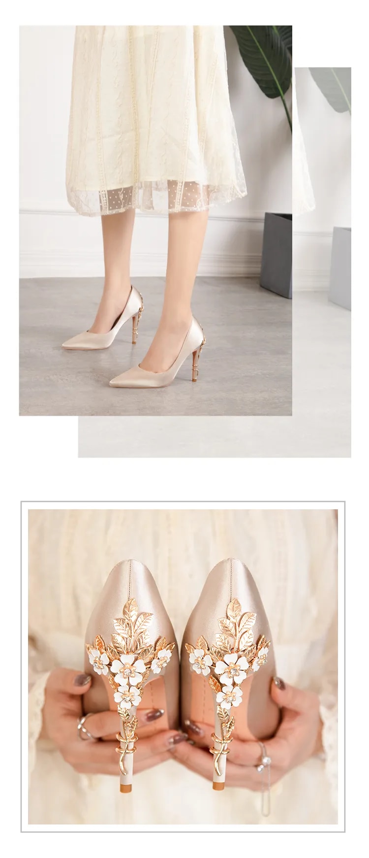 come4buy.com-Metal Carved Heels Women Pumps Stiletto Shoes