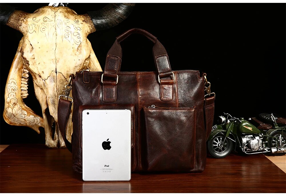 Come4buy.com-Винтажные портфели для ноутбука, мужская сумка-тоут из натуральной кожи