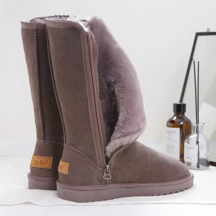 come4buy.com-Women's Snow Boots Suede Leather Concise Zipper Boots