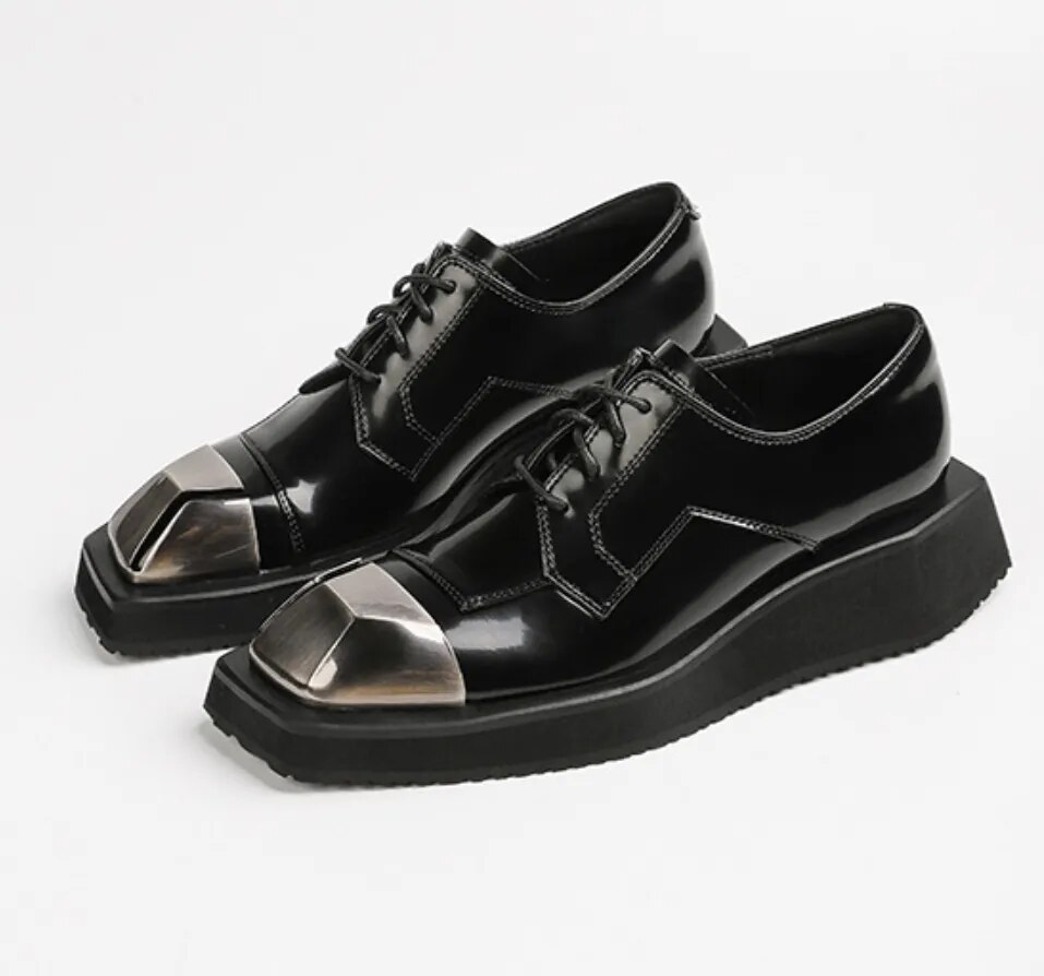 come4buy.com-Black Loafers Cool punkové gotické topánky na platforme na kline