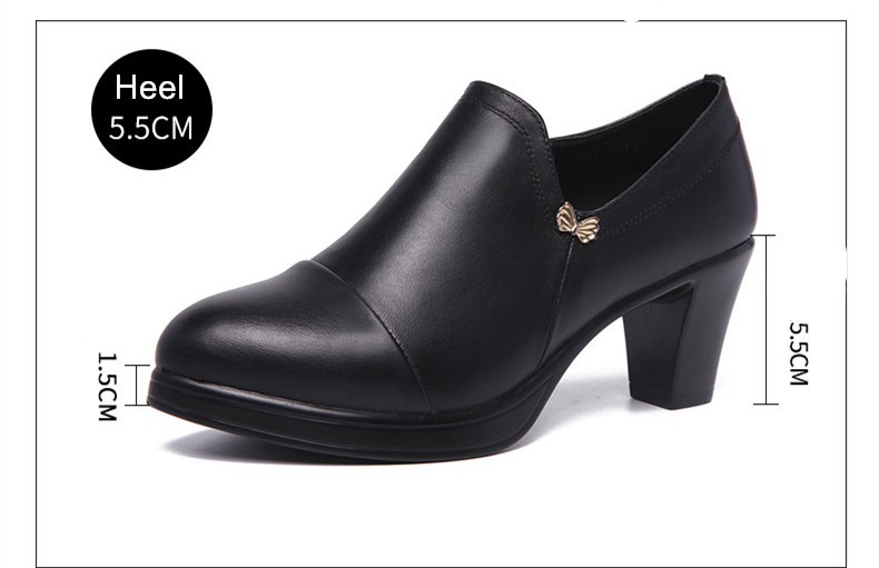 come4buy.com-Women's Black Split Leather Shoes High Heels for Thin Feet