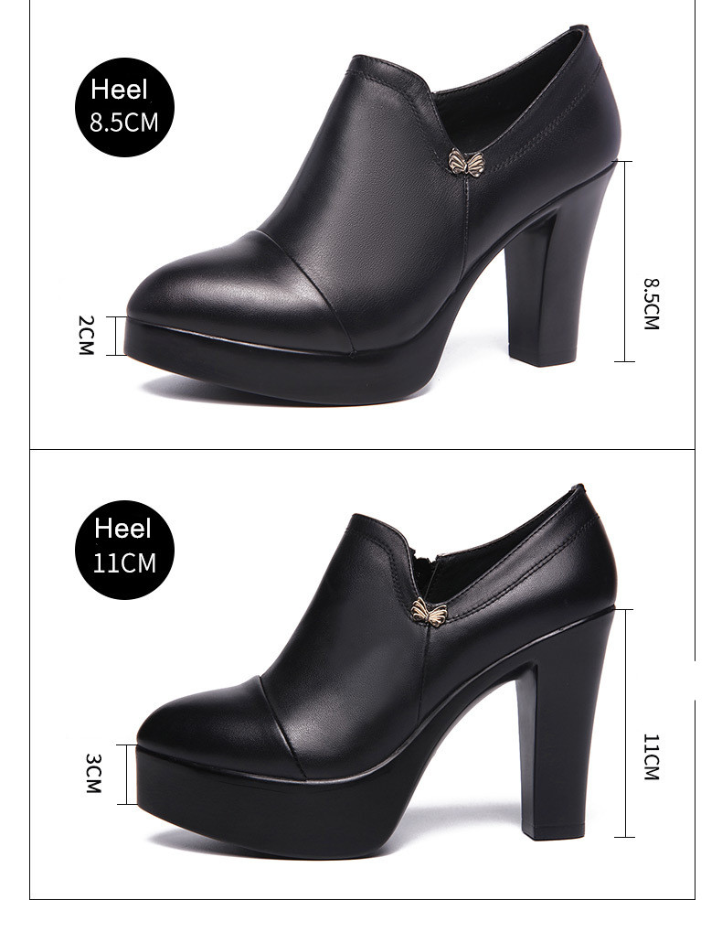 Come4buy.com-Женские черные кожаные туфли на высоком каблуке для тонкой стопы