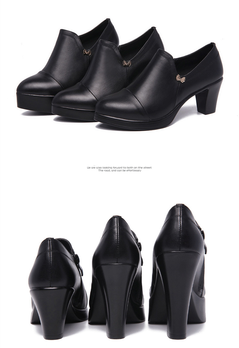 come4buy.com-Zapatos de Mujer de Piel Serraje Negro Tacones Altos para Pies Delgados