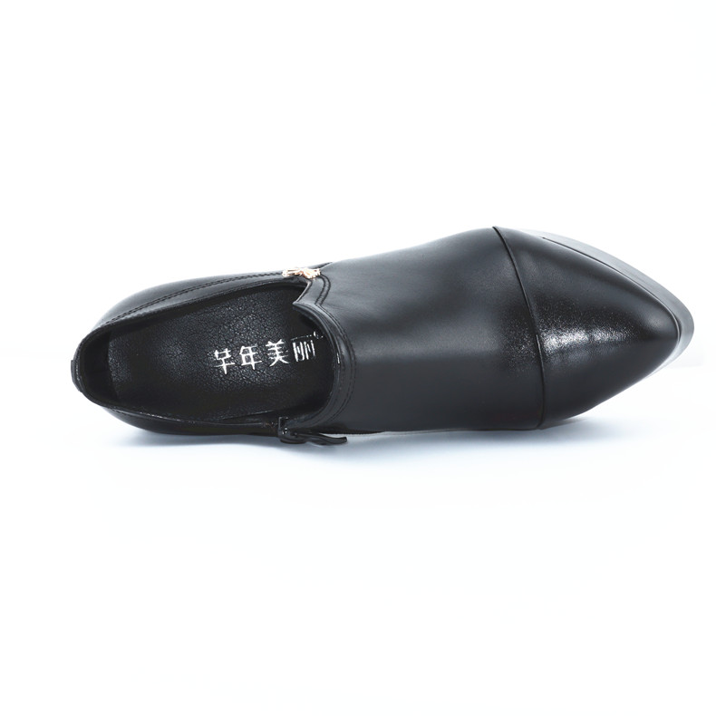 come4buy.com-Дамски черни кожени обувки с висок ток за тънки крака