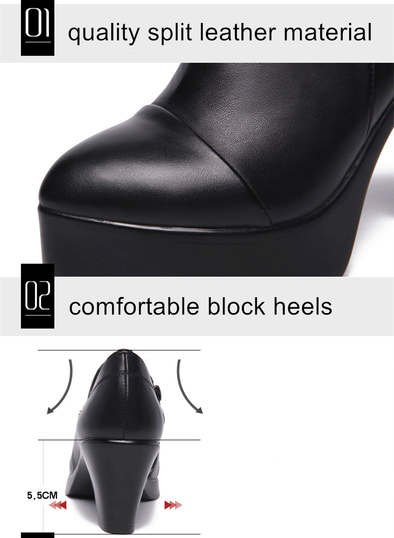 come4buy.com-Sepatu High Heels Kulit Split Hitam Wanita untuk Kaki Tipis