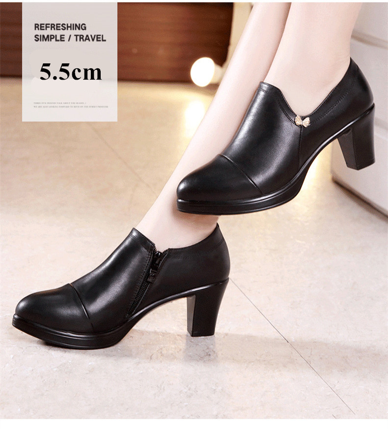 come4buy.com-Damskie czarne buty z dwoiny, wysokie obcasy na szczupłą stopę