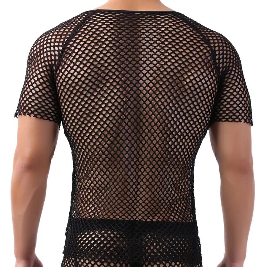 come4buy.com-Men's Sexy Mesh See-Through T-Shirts | Short Sleeve O-neck Tees