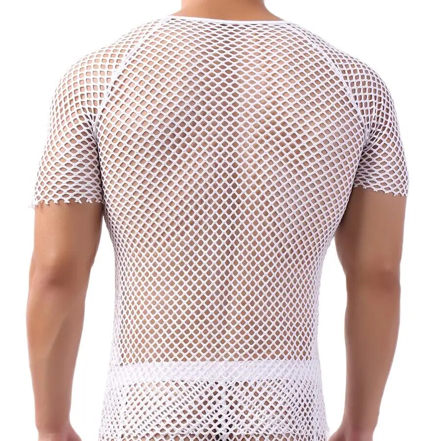 come4buy.com-Men's Sexy Mesh See-Through T-Shirts | Short Sleeve O-neck Tees