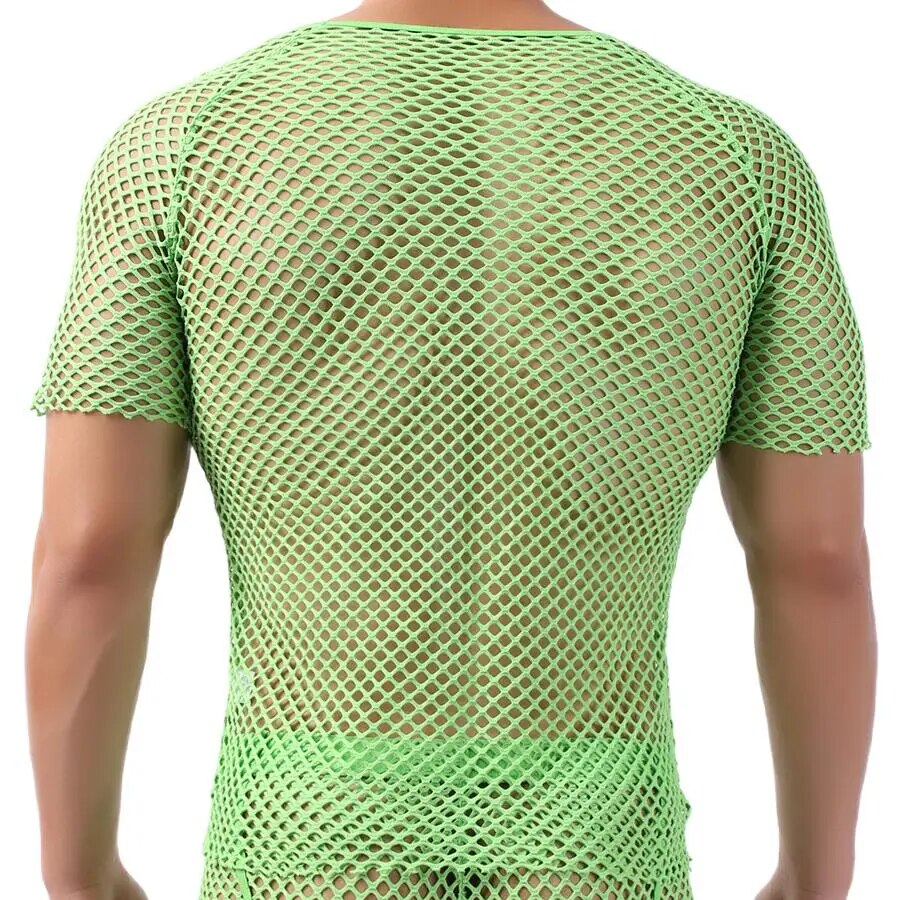 come4buy.com-Men's Sexy Mesh See-Through T-Shirts | Short Sleeve O-neck Tees