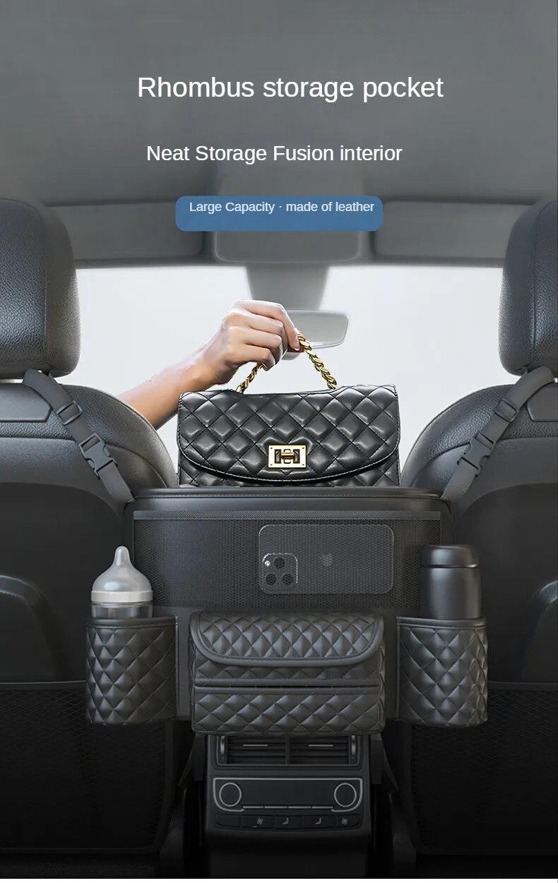 come4buy.com-Car Seat Middle Hanger Napa kulit Storage Bag