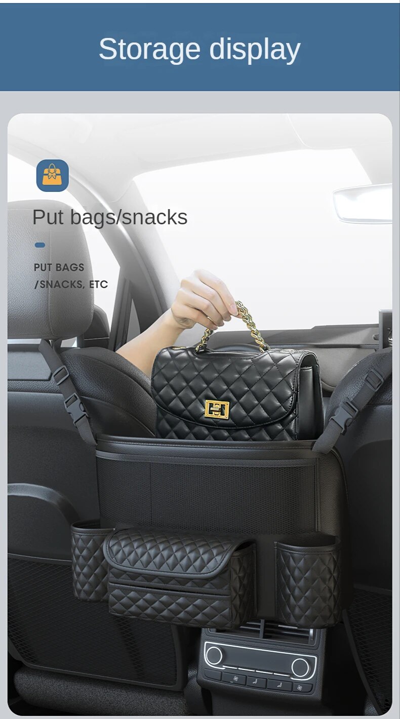 come4buy.com-Car Seat Middle Hanger Napa leather Storage Bag
