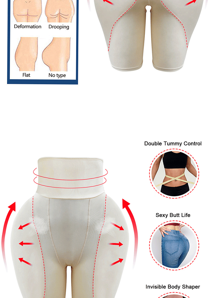 come4buy.com - Moterų užpakaliuką formuojanti kelnaitės Seksuali kūno formavimo priemonė su įklotais