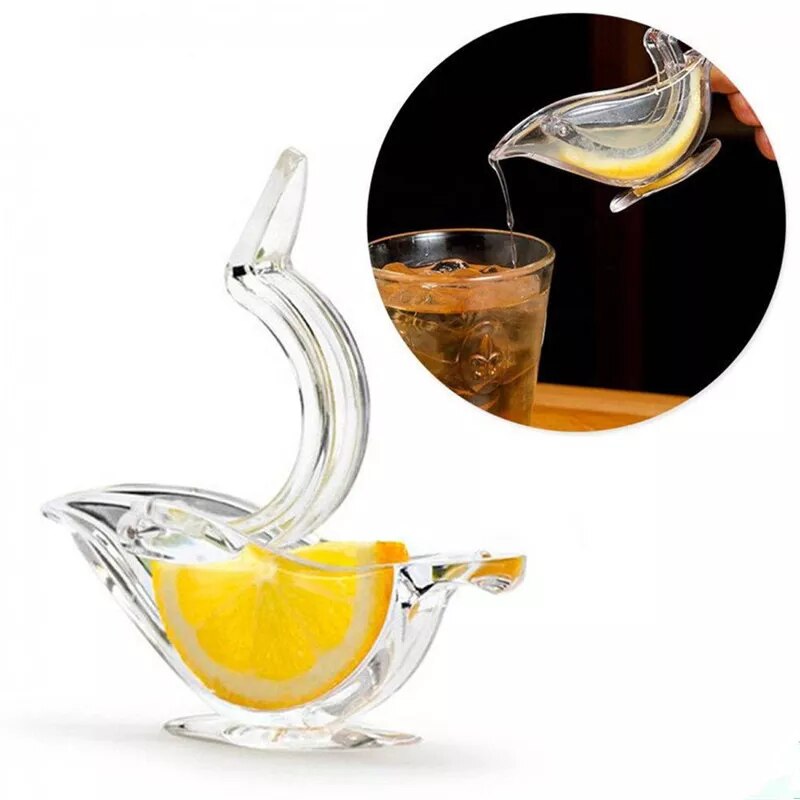 come4buy.com-Mini manuel juicer fugleformet gennemsigtig citronsaftpresser