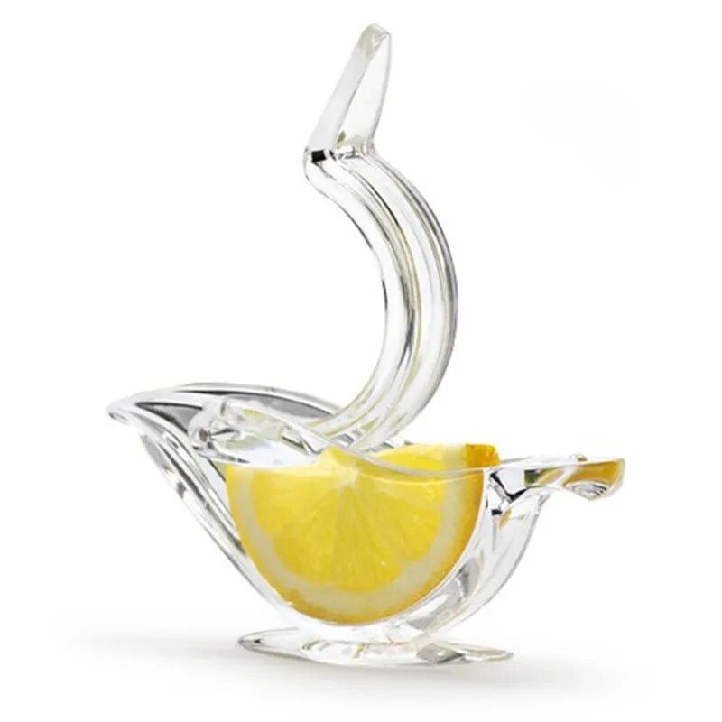 come4buy.com-Mini manual juicer bird shaped transparent lemon juicer