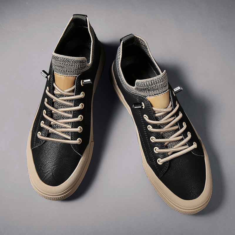come4buy.com-Black Socks Men Shoes Sports Split Leather Shoes