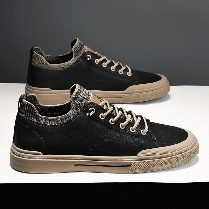 come4buy.com-Black Socks Men Shoes Sports Split Leather Shoes