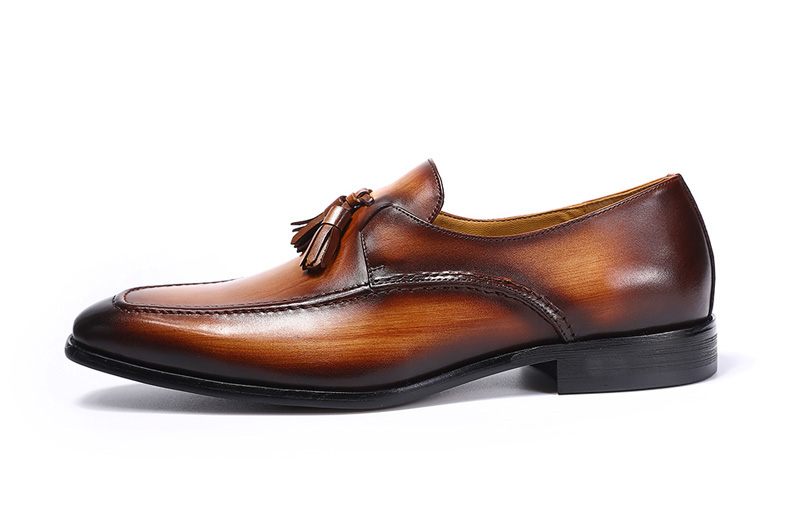 come4buy.com-Tassel Loafers Vintage Kulit Asli Sepatu Klambi Pria
