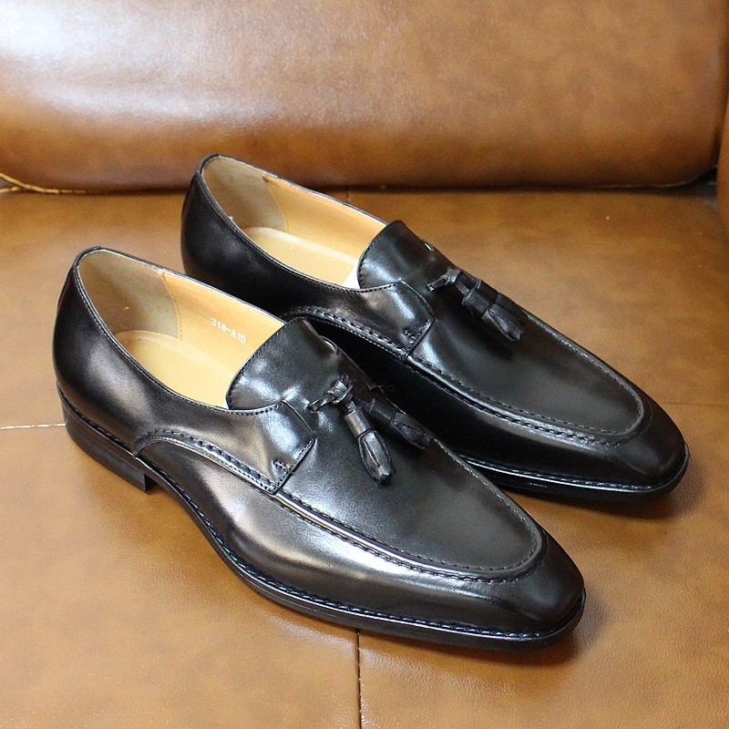 come4buy.com-Tassel Loafers Vintage Kulit Asli Sepatu Pria