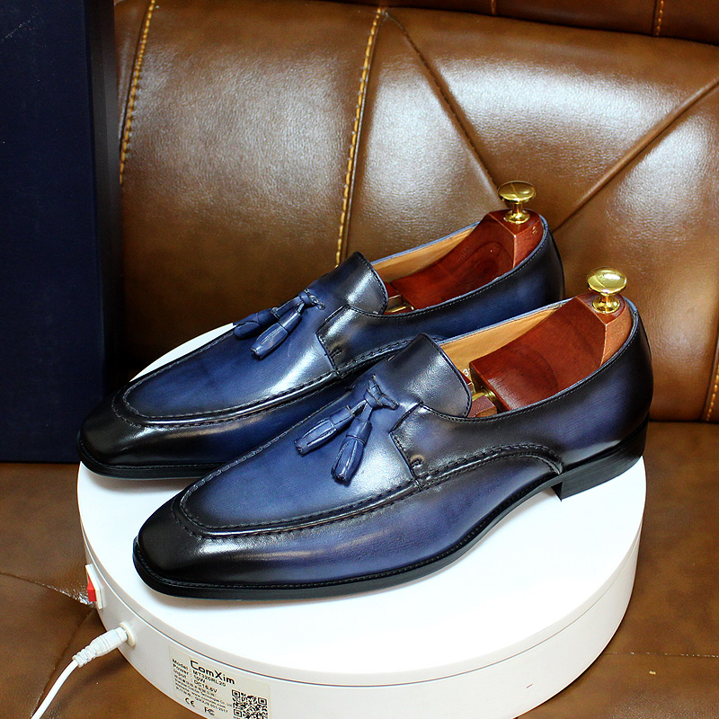 come4buy.com-Strapcové mokasíny Vintage pánske spoločenské topánky z pravej kože