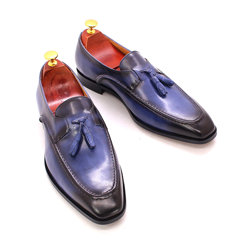 come4buy.com-Tassel Loafers Vintage Genuine Leather Men Dress Shoes