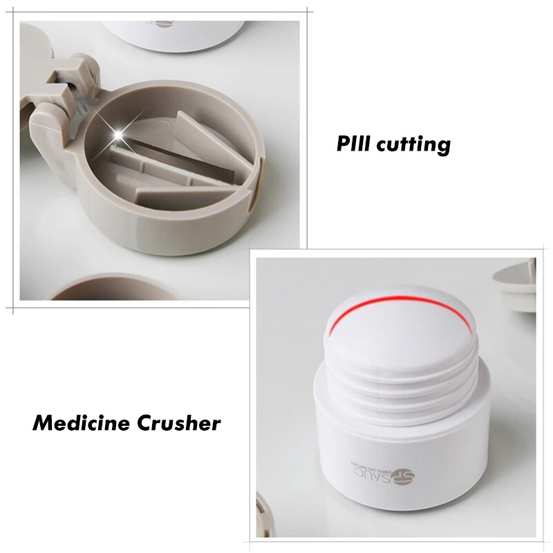 come4buy.com-4 In 1 Portable Pill Case Medicine Splitter Powder Pastillero Grinder
