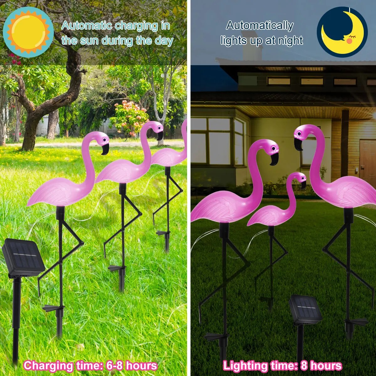 come4buy.com-Solar Flamingo Garden Floor Lamp Decorative Landscape Ground Lamp
