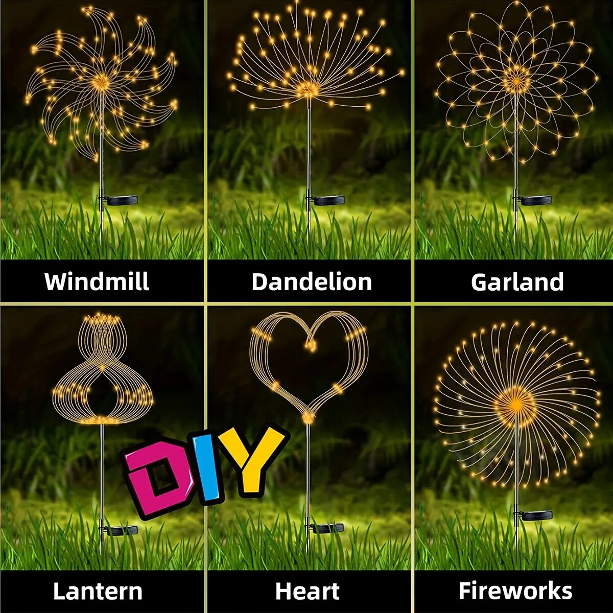come4buy.com-Luz solar de fuegos artificiales Luces de flores de jardín al aire libre