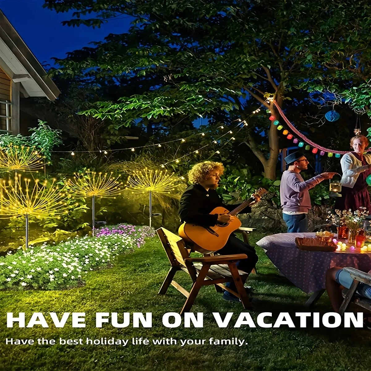 come4buy.com-Luz solar de fogos de artifício Luzes de flores para jardim ao ar livre