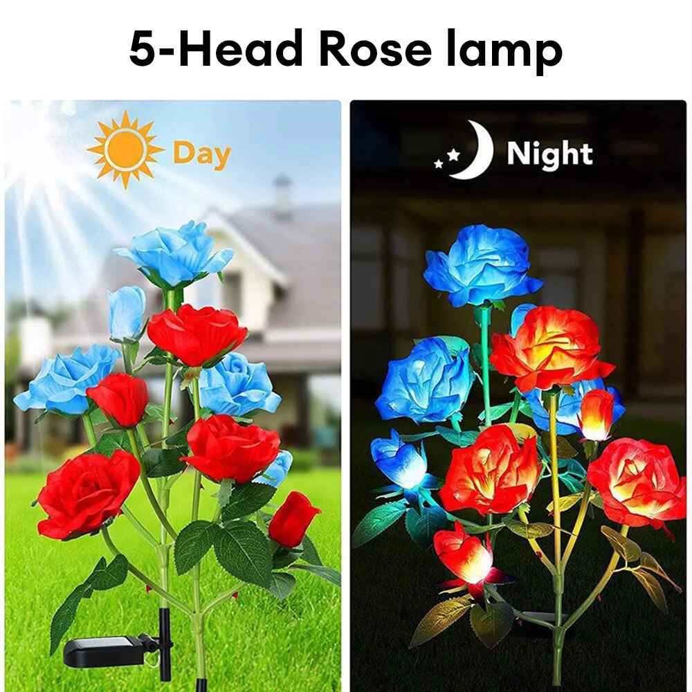 come4buy.com-太陽能庭院燈玫瑰花草坪燈適用於庭院庭院花園裝飾