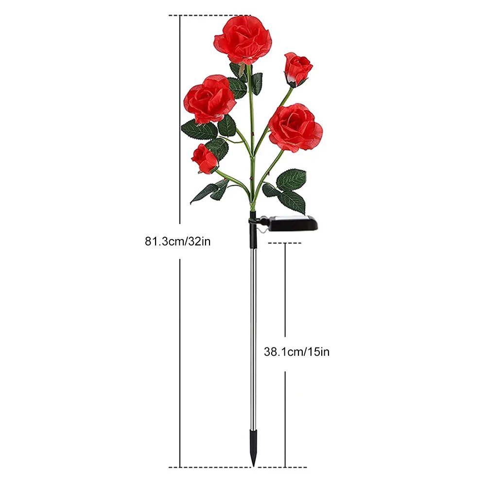 come4buy.com-Solar Garden Lights Rose Flower Gazonlamp voor tuinterrastuindecoratie