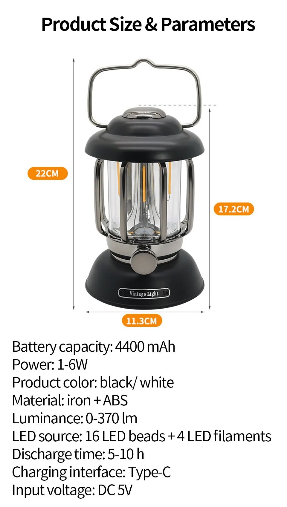come4buy.com-Outdoor Lanterna da campeggio Lampada portatile ricaricabile tramite USB