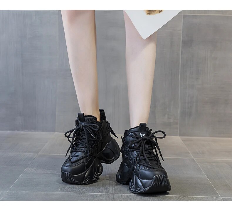 come4buy.com-Fashion Height Increasing Genuine Leather Women Sneakers