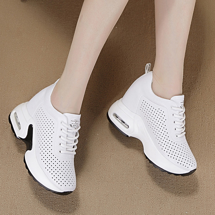 come4buy.com-Women's Black White Sneakers Pumps Soft Leather Shoes