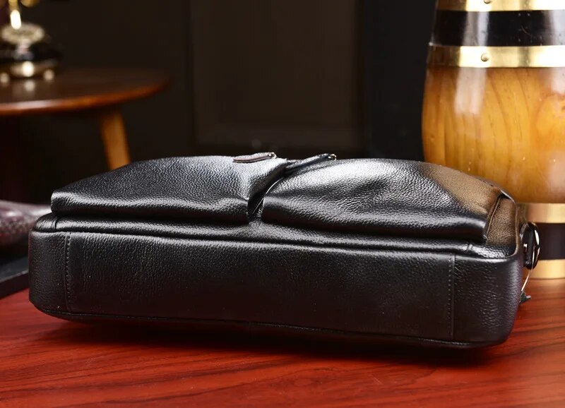 come4buy.com-Business Briefcases Men Cowhide Leather Fit 14'' ലാപ്‌ടോപ്പ് ബാഗ്