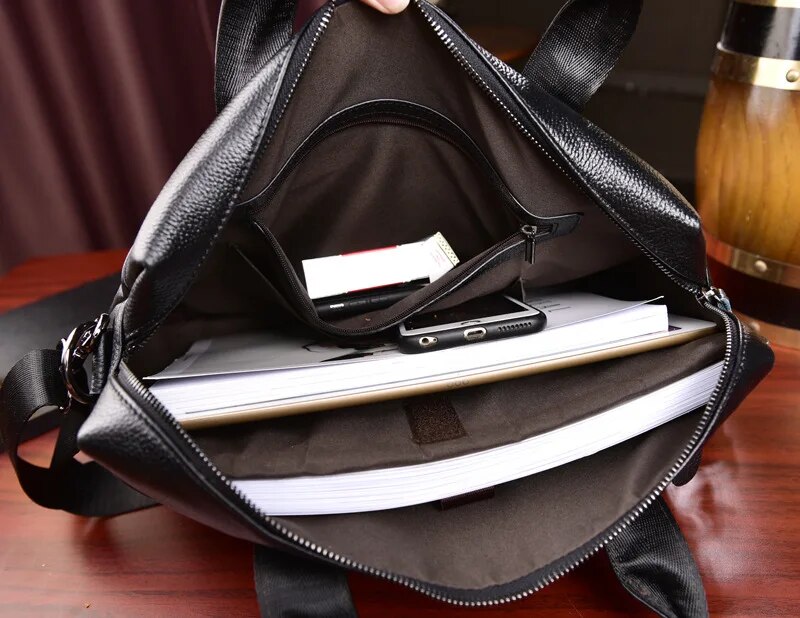 come4buy.com-Business Briefcases Чоловіча сумка для ноутбука з натуральної шкіри 14"